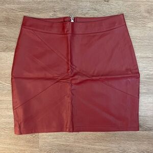 Women's Red Faux Leather Skirt